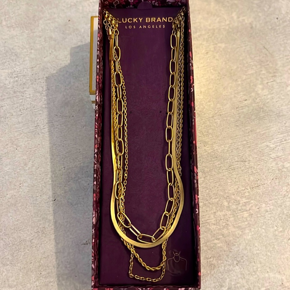 Gold multi chain lucky necklace
